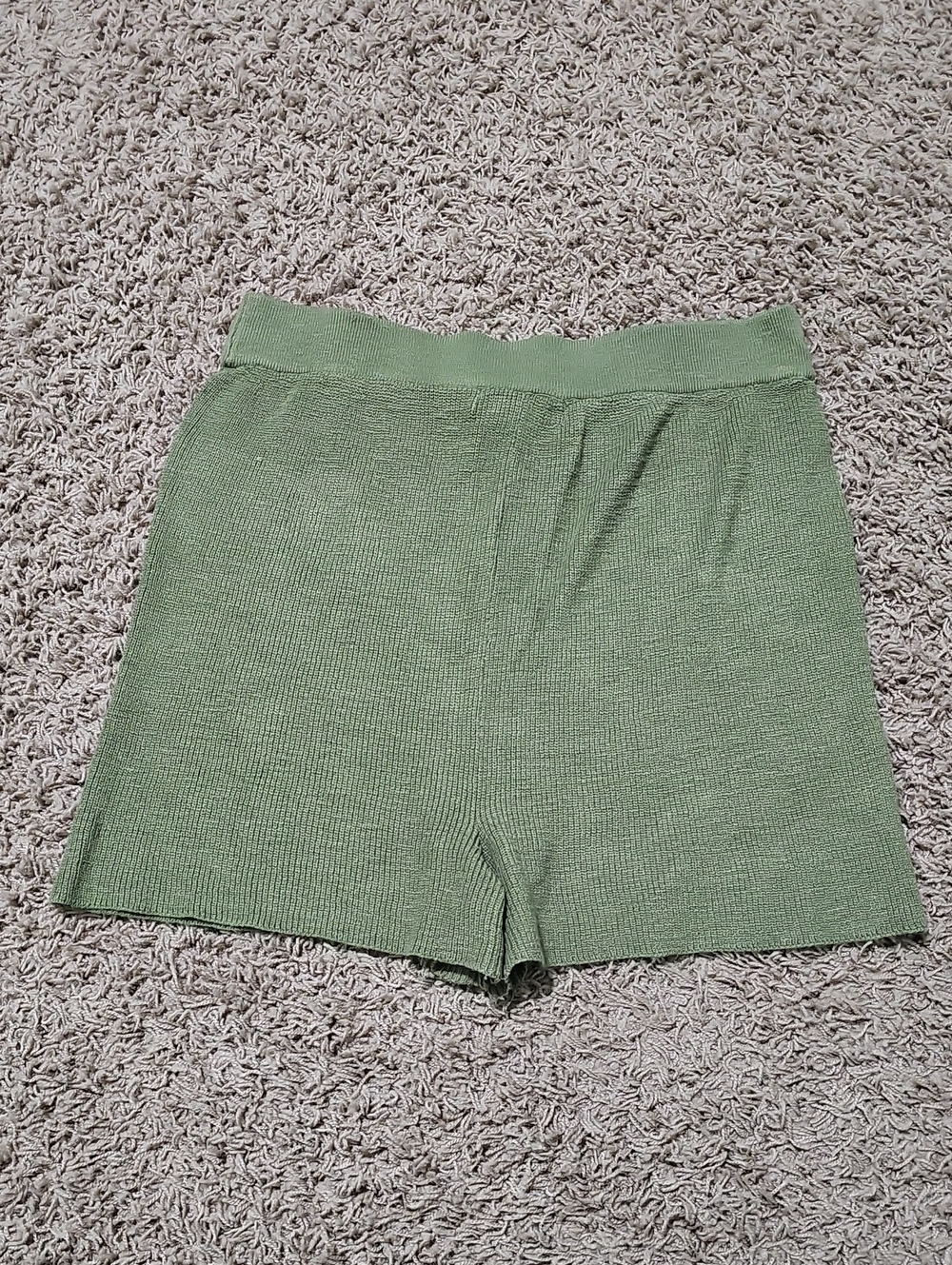 Free People Beach Knit Shorts PullOn XL Elastic Waist Sweater Cotton Blend Green - Picture 4 of 4